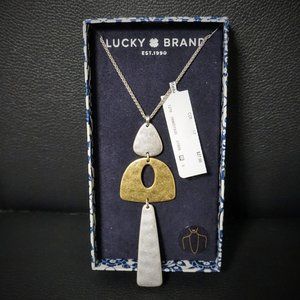 LUCKY BRAND PENDANT NECKLACE BRASS SILVER/GOLD NEW